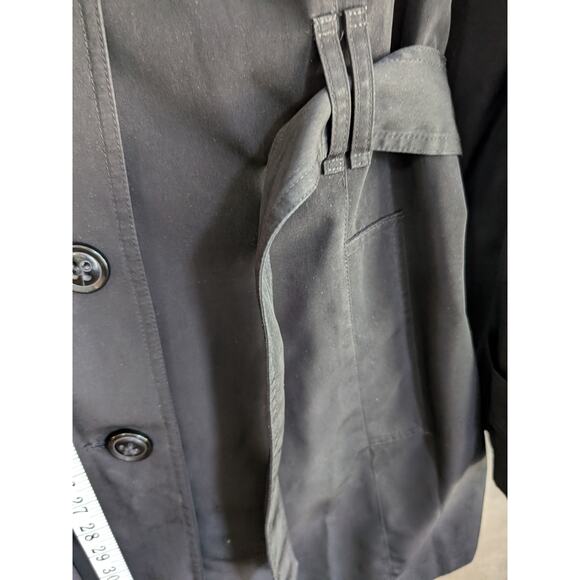 London Fog Womens Solid Black All Season Trench Coat Sz Large - Picture 12 of 12